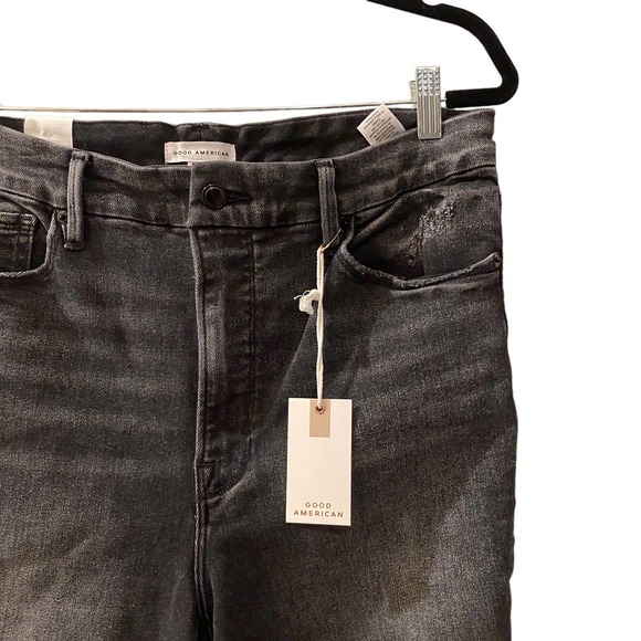 NWT Good American Good Waist Crop Distress Knee sz 16 - Picture 3 of 10